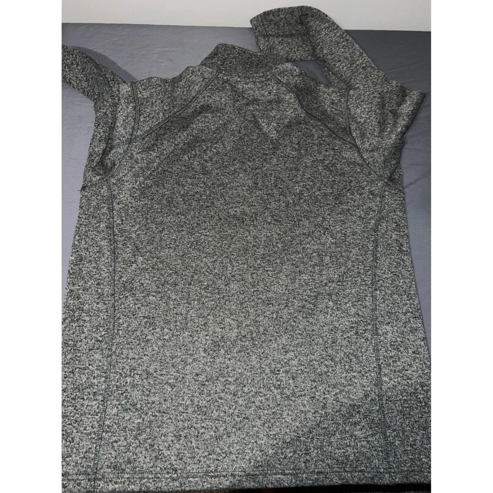 Eddie Bauer Mens XL Gray Marl Quarter Zip Fleece Lined Pullover Sweater Raglan
